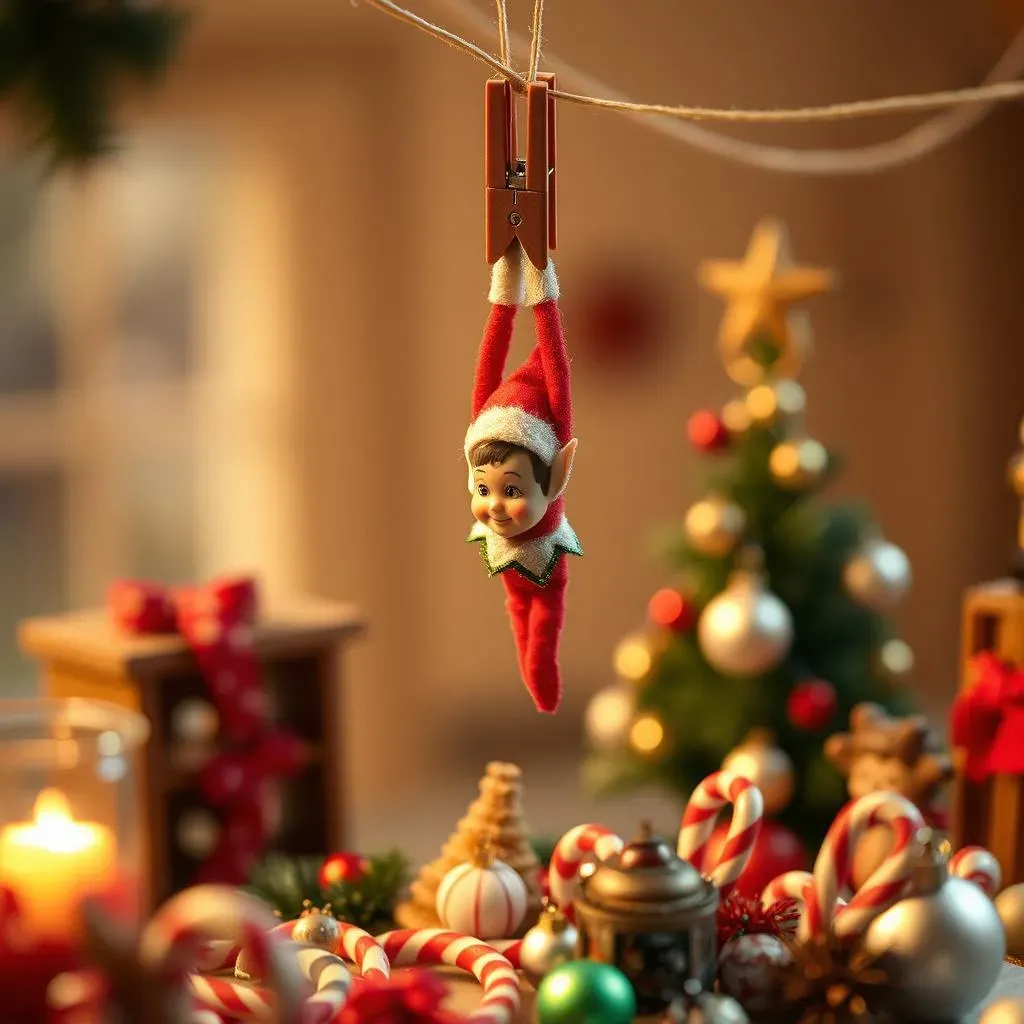 Creative Elf on the Shelf Ideas: Hanging with Props