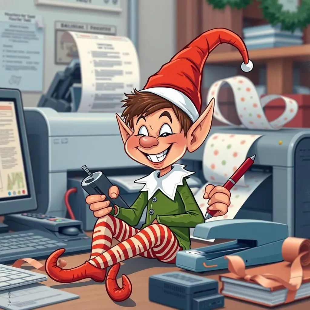 Office Equipment Antics: Funny Elf on the Shelf Ideas