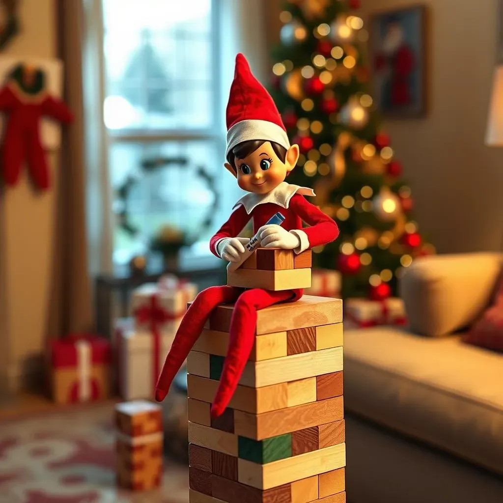 Setting Up Your Elf on the Shelf Jenga Scene